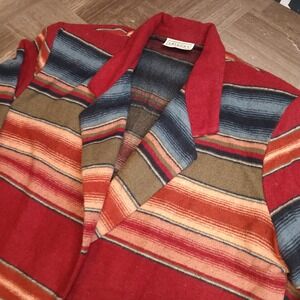 Arizona Vtg Womens M Wool Blend Southwestern Blanket Blazer Jacket Aztec USA